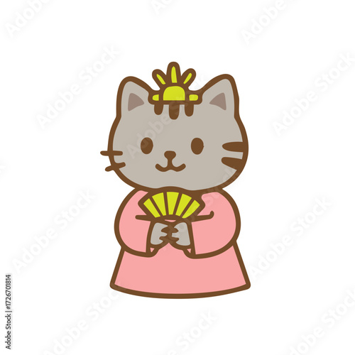 Royal Cat Character with Fan