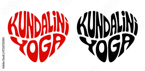  Heart-shaped sticker set featuring "KUNDALINI YOGA" in colorful and black design,  for Kundalini energy awakening