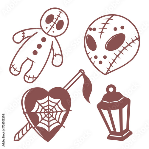 Spooky voodoo doll with a stitched heart perfect for halloween and cursed themes