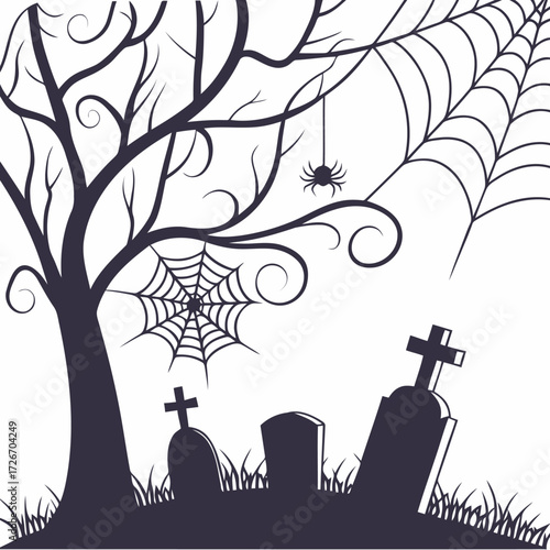 Spooky graveyard scene with multiple tombstones and a mysterious fog effect