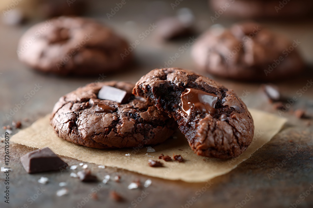 Fototapeta premium Close Up of Gooey Brownie Soft Cookies