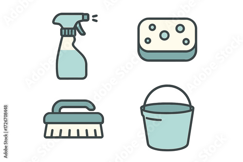 Essential household cleaning equipment and sanitation tools for maintaining a tidy home and hygiene