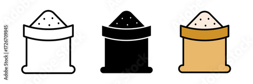 Flour bag icon for apps and websites. Or for flour or wheat related content uses. stroke, filled and colored concept for web design.