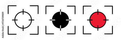 Focusing icon Crosshair, Reticle, Viewfinder. Sharpshooting Icon. stroke, filled and colored concept for web design.