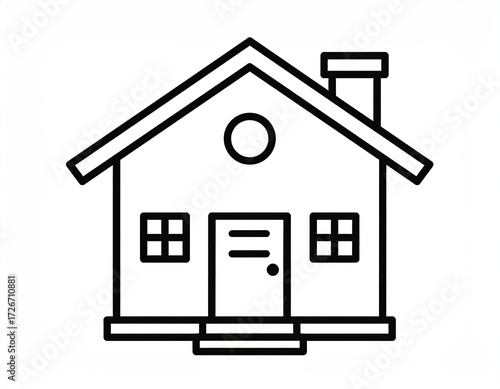 Simple, outlined illustration of a house