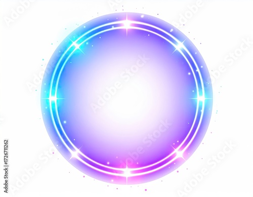 Circular, glowing, vibrant frame