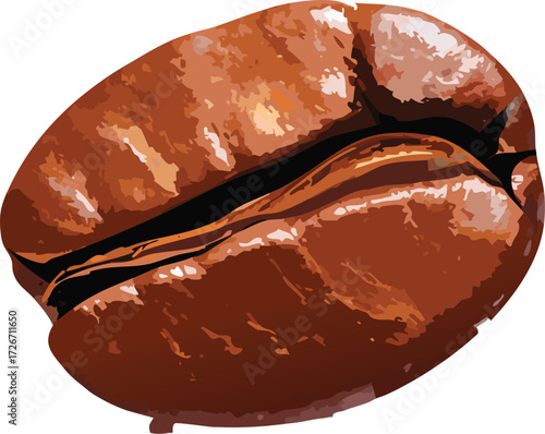 Coffee bean artwork with groove and glossy finish, promoting food education and visual creativity
