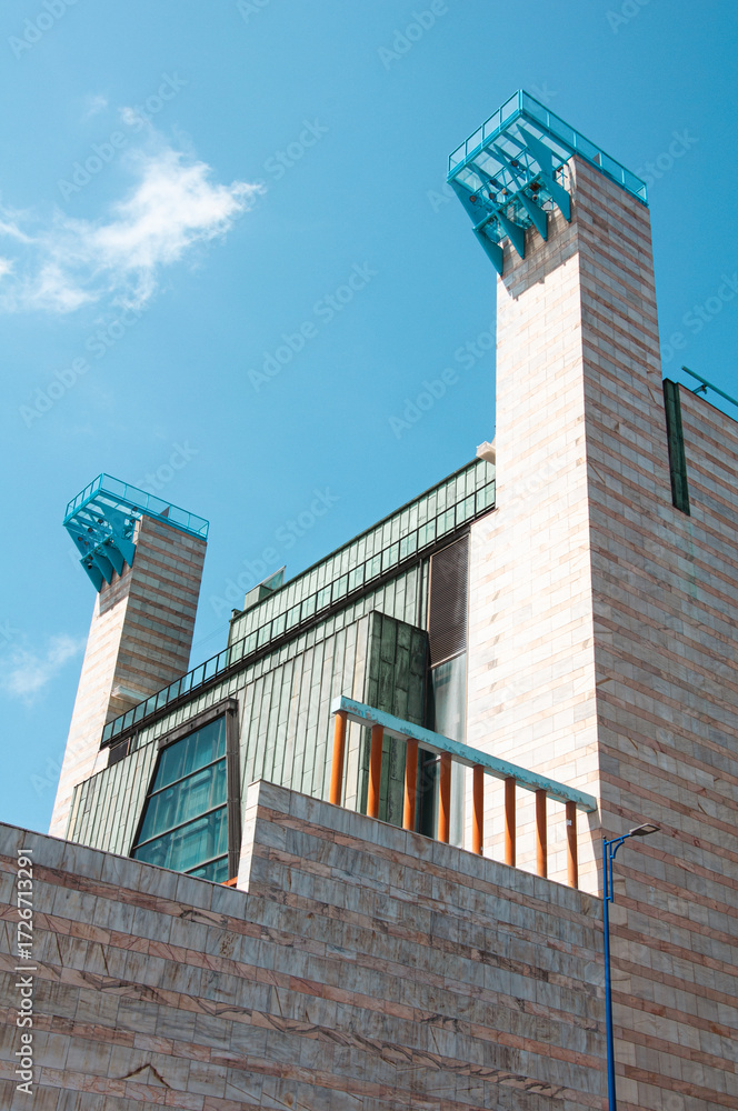 Obraz premium Abstract Architectural View of Santander Buildings at Palacio de Festivales Cantabria