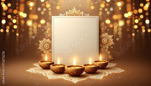 traditional golden happy diwali background with diya image or text space