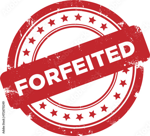 Forfeited Red Grunge Stamp Badge with Distressed Texture Vector Illustration