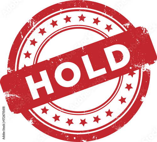 Hold Red Grunge Stamp Badge with Distressed Texture Vector Illustration