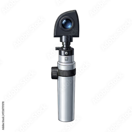 Illustration of an ophthalmoscope, a medical instrument.