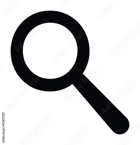 Simple black magnifying glass icon on white background