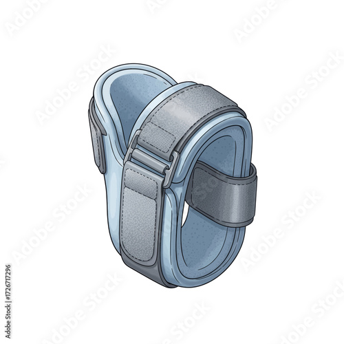 Medical ankle brace with adjustable straps, designed for support and injury recovery.