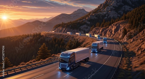 Trucks on mountain road. (6)