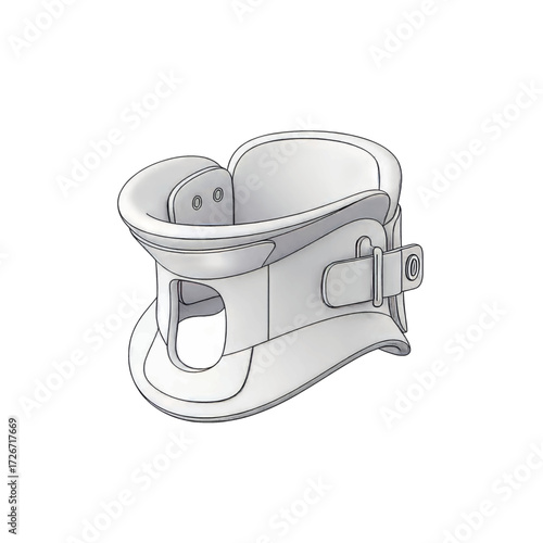 Illustration of a cervical collar, a medical device used to support the neck.