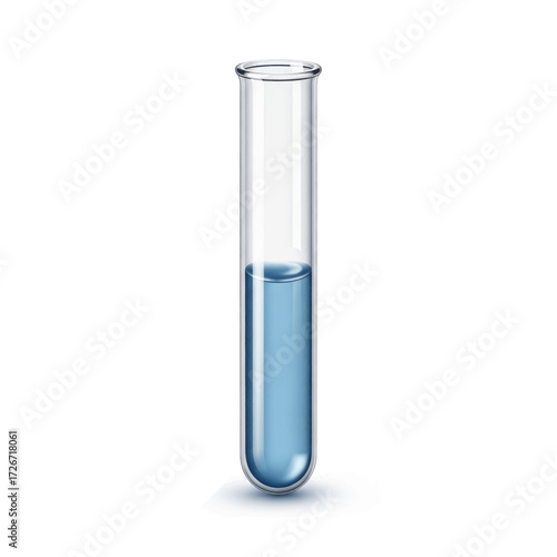 Clear glass test tube filled with a light blue liquid.