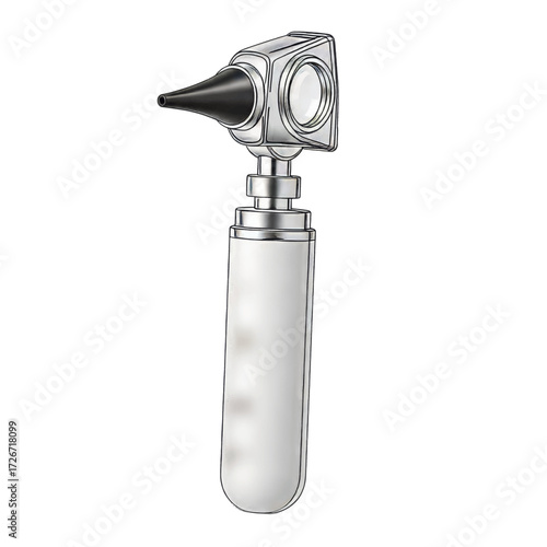 Illustration of an otoscope, a medical instrument used to examine the ear.