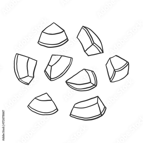 Hand-Drawn Cut Mango Pieces