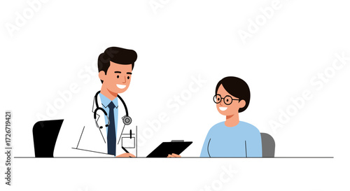 Friendly doctor consulting with patient during medical appointment, offering support and reassurance, modern healthcare setting