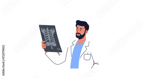 Doctor carefully examines X-ray scan for diagnosis, offering medical expertise and healthcare solutions for patients