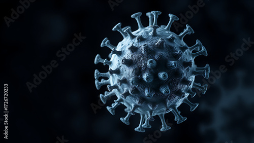 A realistic and highly detailed micrograph of herpes simplex virus type 2 (HSV-2). 