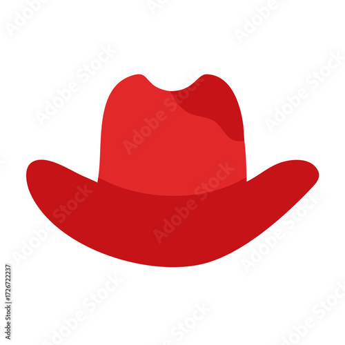 Classic Red Cowboy or Fedora Hat Icon Vector in Flat Design Style
