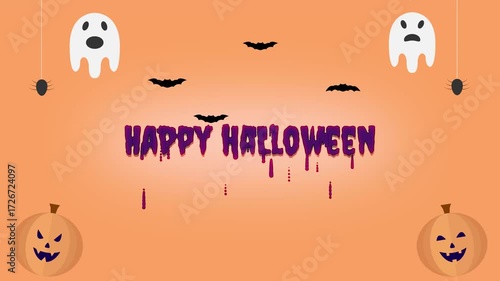 Happy Halloween Motion Graphic Animation with Pumpkins, Ghosts, and Spooky Elements