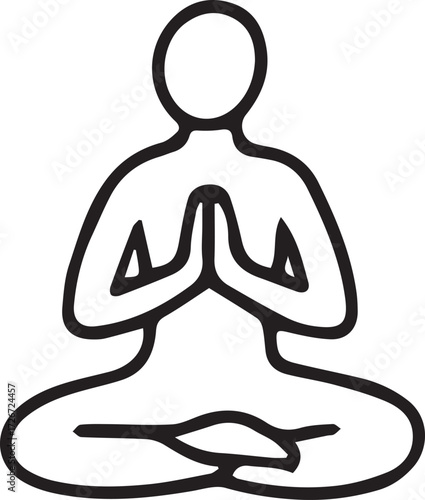 Hand-drawn doodle yoga poses set in black and white. Vector illustration of people practicing yoga positions, meditation, relaxation and wellness. Perfect for prints, design and yoga projects.