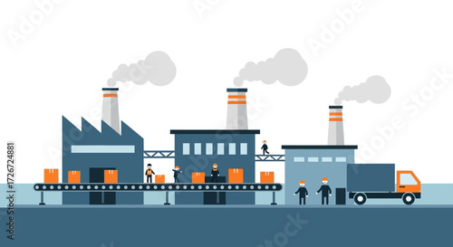 vector illustration of industrial factory