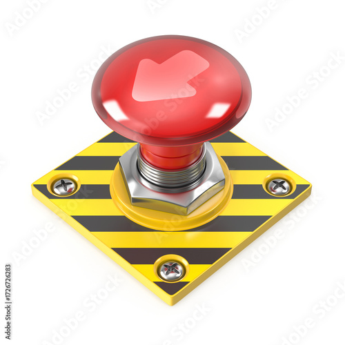 Emergency stop button with arrow indicator