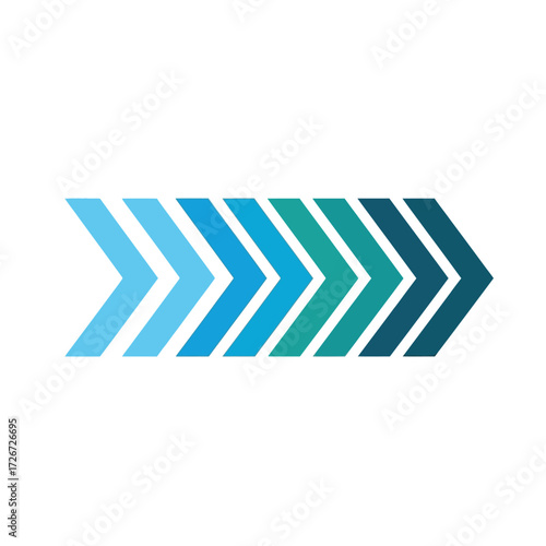 Gradient chevron pattern displaying a progression of blue and teal shades