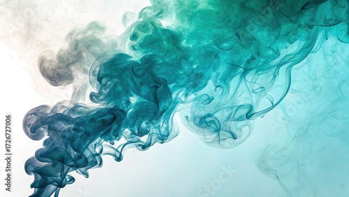 Digital smoke gradient in soothing teal tones creates a calming visual experience with swirling patterns and soft textures