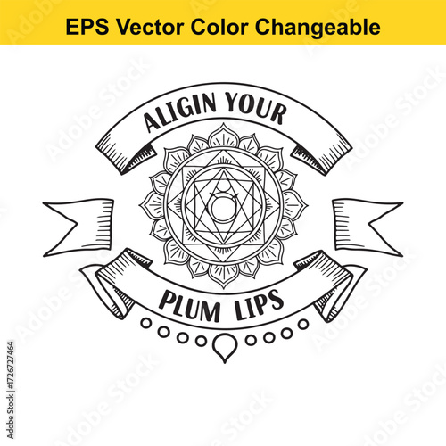 Vector art of align your plum lips mandala