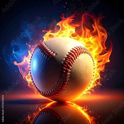 Baseball in flames