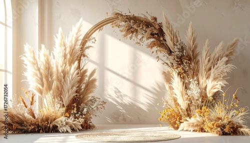 Beige and gold archway scene