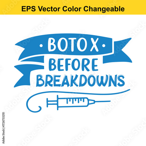 Vector art of botox before breakdowns text with syringe