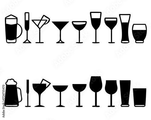 set of alcohol drinks icons vector Illustration