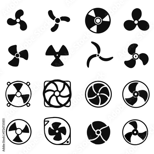 fan and propellers icon. symbols isolated on a white background. Vector illustration.