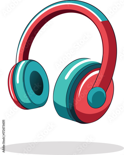 Floating over ear headphones mockup vector illustration scalable eps graphic for design