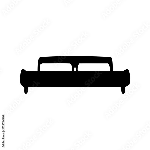 Silhouette of a vintage car's interior dashboard and seats in black