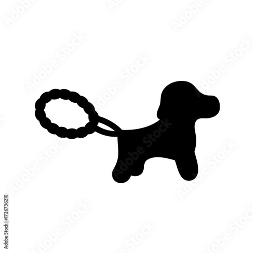 Silhouette of a Black Dog Toy with a Loop for Keys or Charms