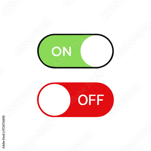 On and Off Toggle Switch Buttons, with Modern Devices User Interface, vector icon Illustration