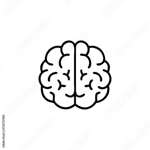 Human brain vector icon illustration, brain symbol in line style isolated on white background,