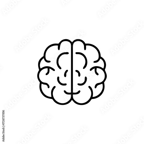 Human brain vector icon illustration, brain symbol in line style isolated on white background,