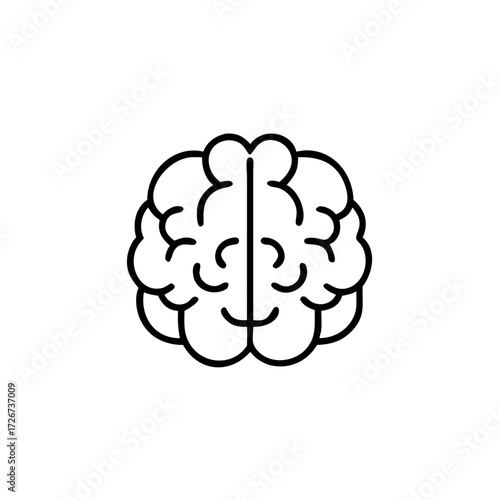 Human brain vector icon illustration, brain symbol in line style isolated on white background,