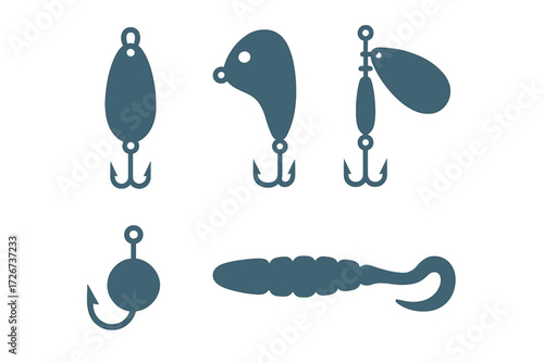 Diverse set of fishing equipment featuring various types of lures and hooks for recreational angling activity