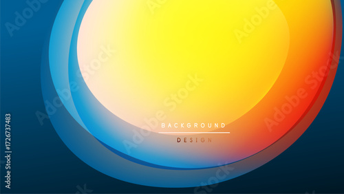 Abstract colorful layers create dynamic visual effect. Smooth gradients transition from blue to orange, yellow hues. Modern design element.