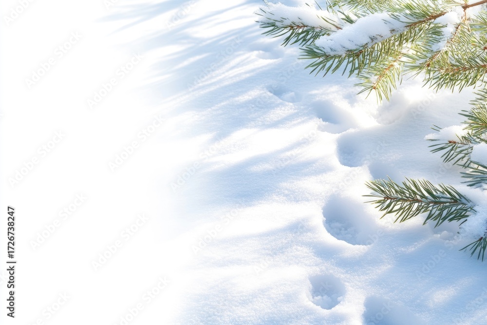 Obraz premium Winter background with pine cones and snow-covered evergreen branches in frosty atmosphere