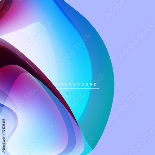 Abstract flowing shapes, vibrant colors blend. Smooth gradients create modern visual experience. Background design element.